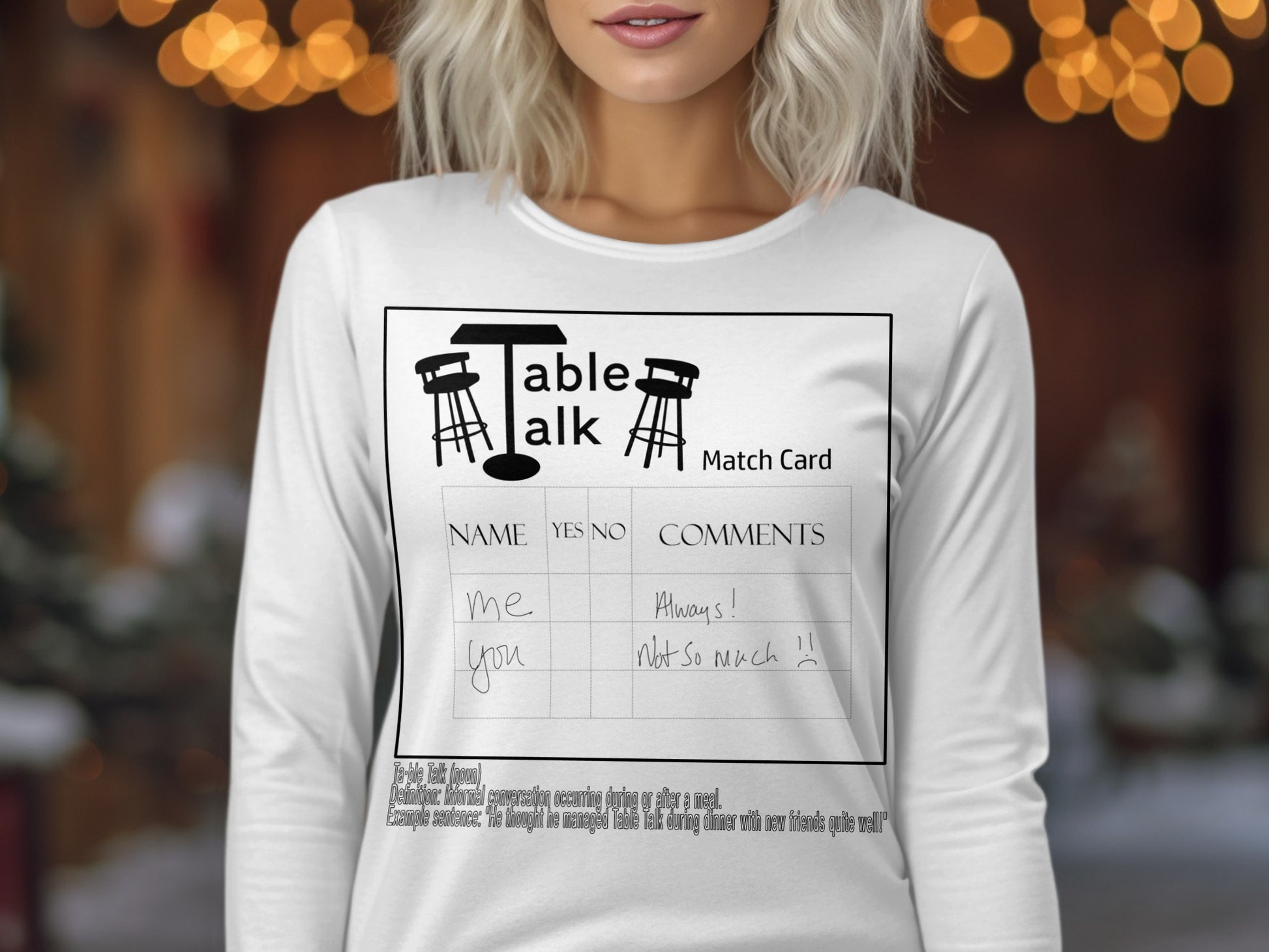 Table Talk Match Card Design Long Sleeve Shirt