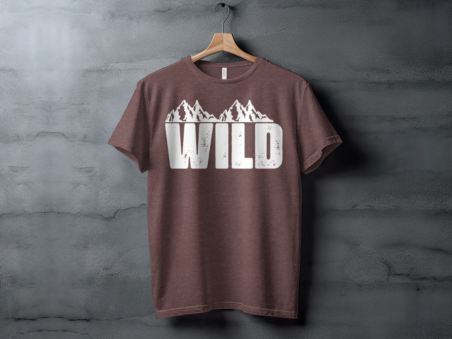 White Wild Text with Mountains Graphic Design T-Shirt T-Shirt - Outdoor & Adventure Collection - Mile Marker 16 Gear by Cloud 16 Clothing Co.