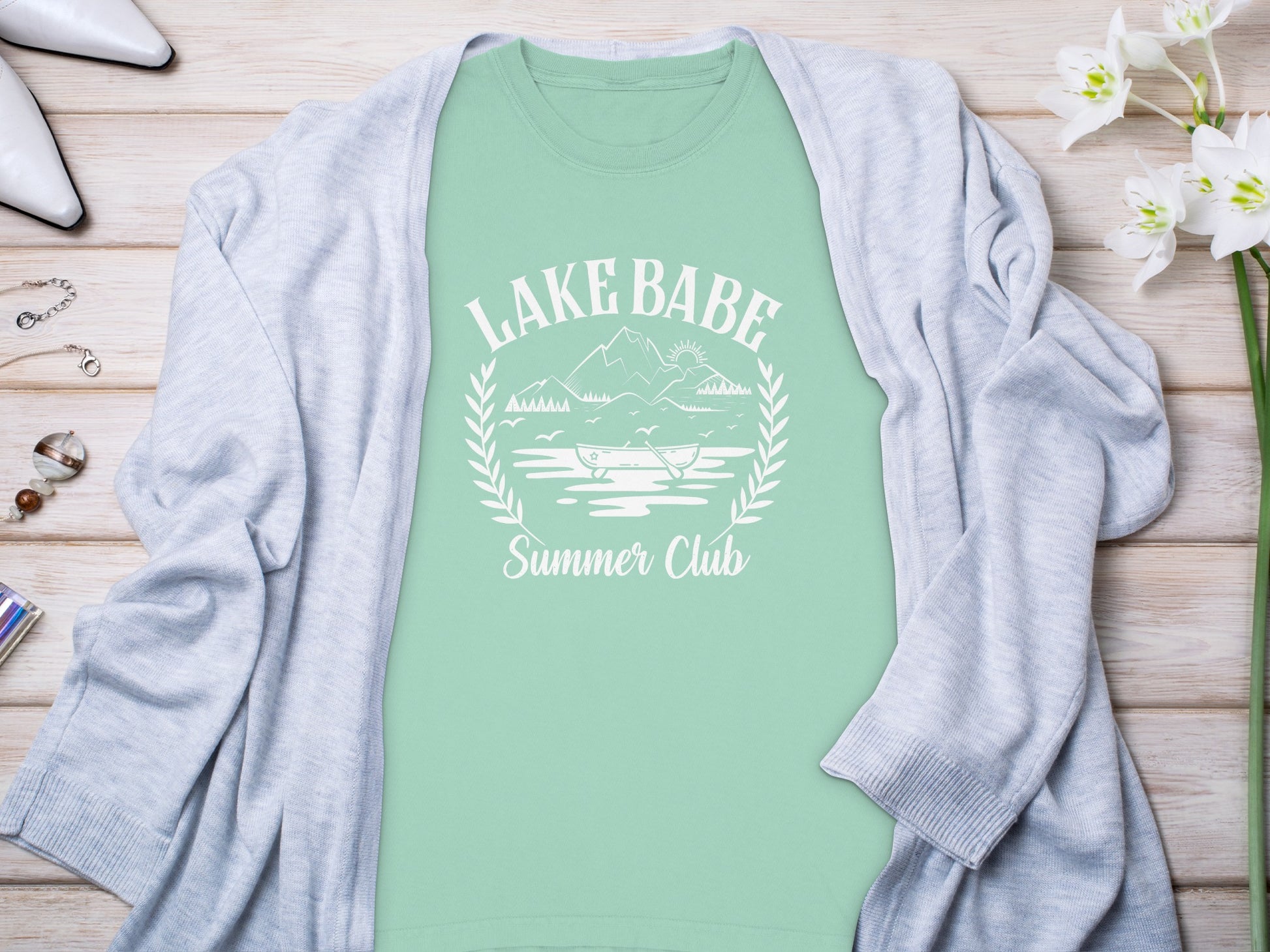 Lake Babe Summer Club Graphic Tee Shirt for Women