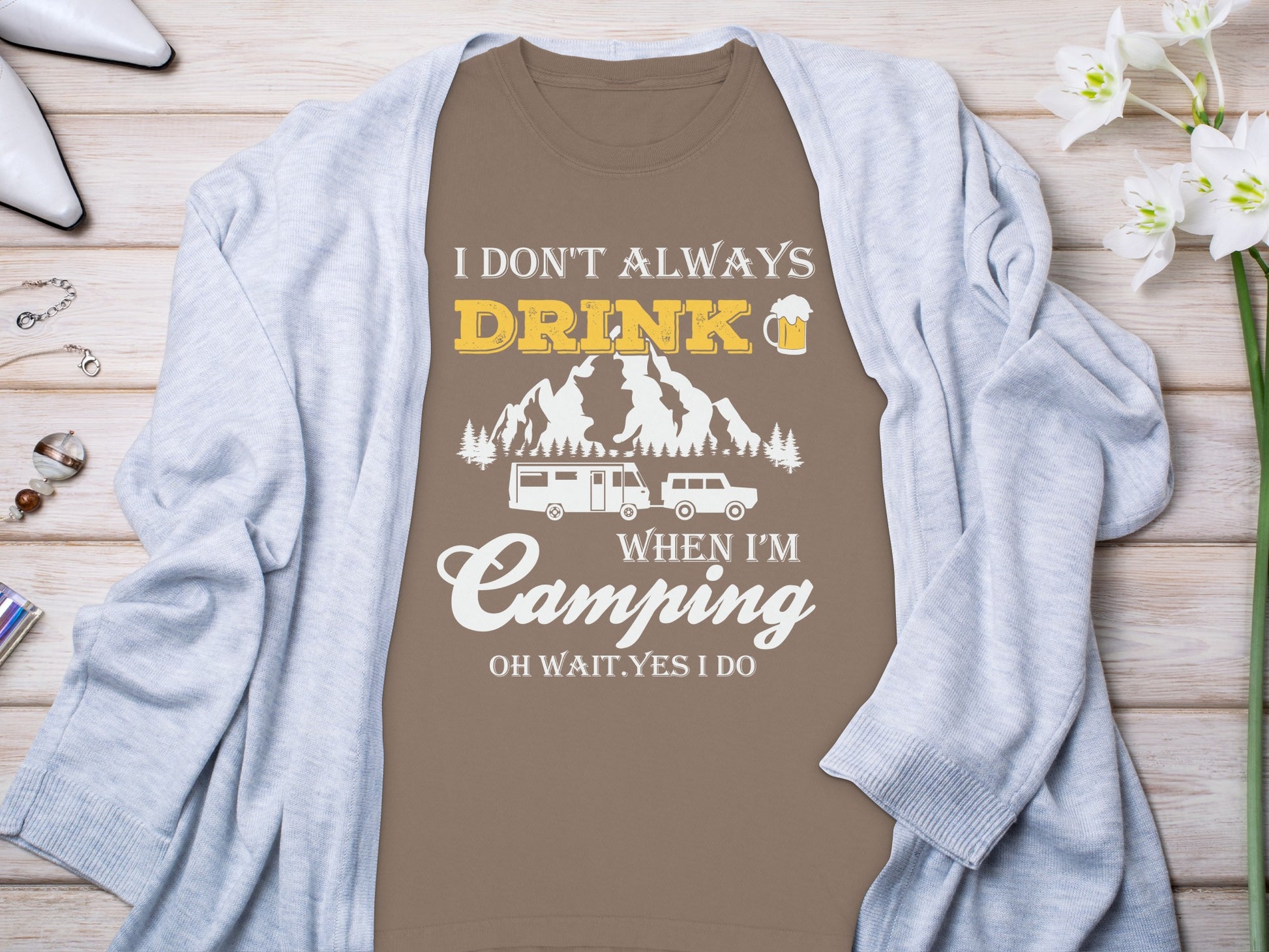 I Dont Always Drink When Im Camping Funny Design Long Sleeve T-Shirt Long Sleeve Tee - Outdoor & Adventure Collection - Mile Marker 16 Gear by Cloud 16 Clothing Co.