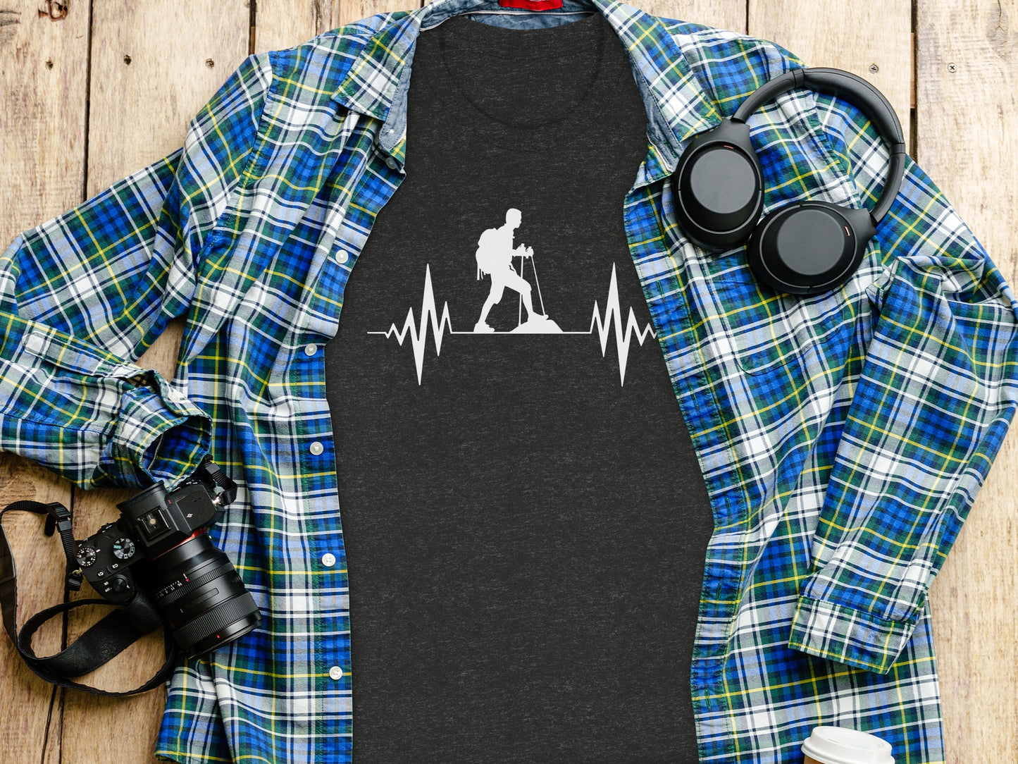 Hiking Heartbeat Outdoors Graphic Design Print T-Shirt T-Shirt - Outdoor & Adventure Collection - Mile Marker 16 Gear by Cloud 16 Clothing Co.