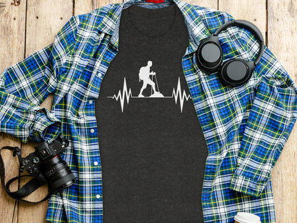 Hiking Heartbeat Outdoors Graphic Design Print T-Shirt T-Shirt - Outdoor & Adventure Collection - Mile Marker 16 Gear by Cloud 16 Clothing Co.