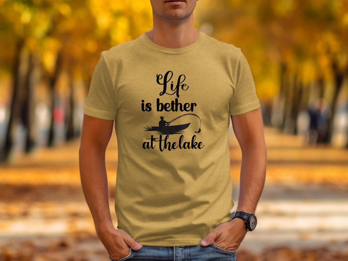 Life is Better At The Lake Fishing Rod Design T-Shirt T-Shirt - Outdoor & Adventure Collection - Mile Marker 16 Gear by Cloud 16 Clothing Co.