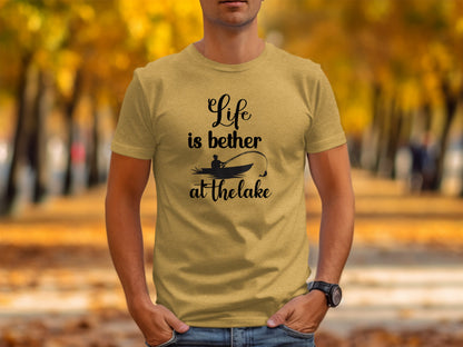 Life is Better At The Lake Fishing Rod Design T-Shirt T-Shirt - Outdoor & Adventure Collection - Mile Marker 16 Gear by Cloud 16 Clothing Co.