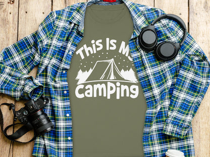 This Is My Camping Shirt with Tent Print Teeshirt