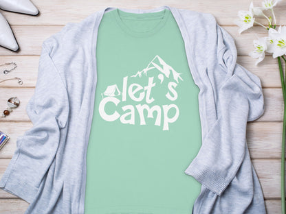 Let's Camp Graphic Adventure T-shirt for Outdoor Enthusiasts