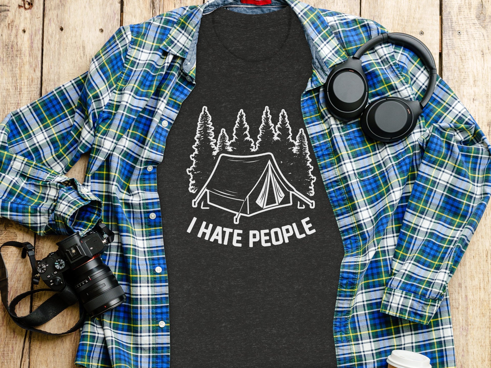 Introvert Camping Vacation Nature Tent and Hate People T-Shirt T-Shirt - Outdoor & Adventure Collection - Mile Marker 16 Gear by Cloud 16 Clothing Co.