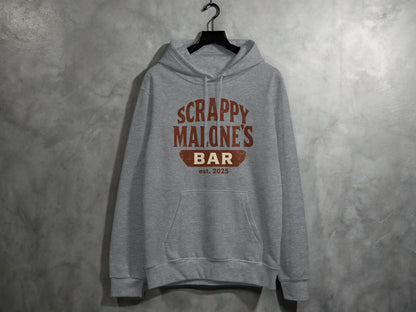 Scrappy Malone's Bar Est 2025 Vintage Style Hoodie - Retro Tavern Design Hoodie - Scrappy Malone's Bar 100-Proof Humor - Cloud 16 Clothing Co.