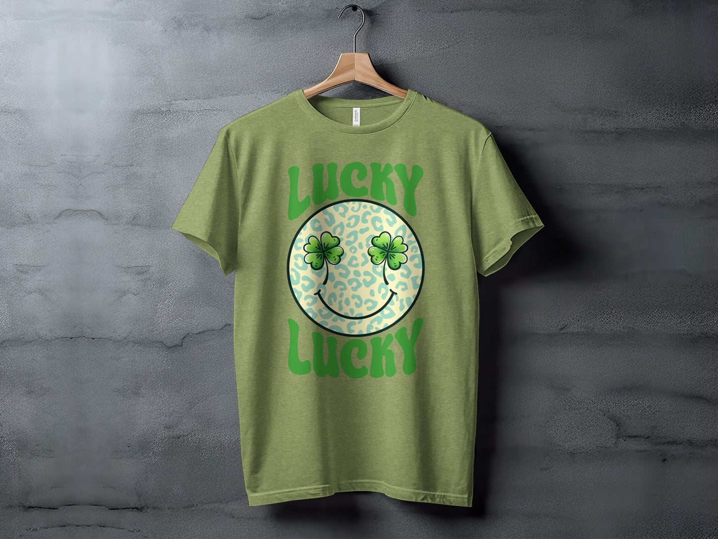 Lucky Clover Smiley Face Graphic Tshirt Product