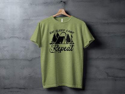 Eat Sleep Camp Repeat Adventure Graphic Camping T-Shirt T-Shirt - Outdoor & Adventure Collection - Mile Marker 16 Gear by Cloud 16 Clothing Co.