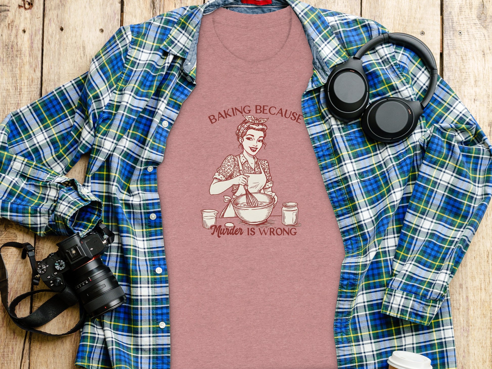 Baking Because Murder Is Wrong Funny Graphic Tee