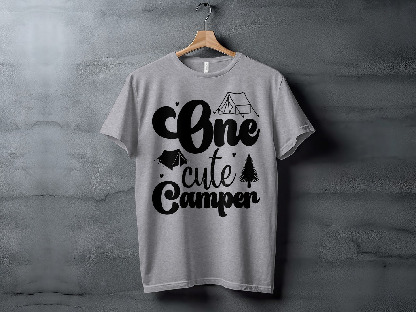 One Cute Camper Tent and Pine Tree Camping Design T-Shirt T-Shirt - Outdoor & Adventure Collection - Mile Marker 16 Gear by Cloud 16 Clothing Co.