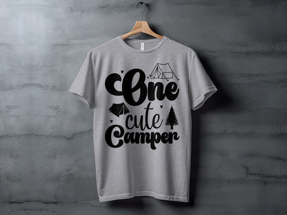 One Cute Camper Tent and Pine Tree Camping Design T-Shirt T-Shirt - Outdoor & Adventure Collection - Mile Marker 16 Gear by Cloud 16 Clothing Co.