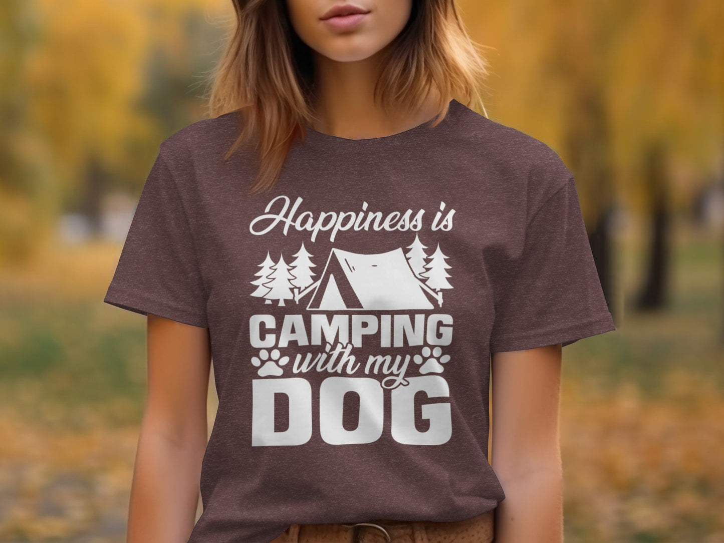 Happiness is Camping with My Dog Awesome Graphic T-Shirt T-Shirt - Outdoor & Adventure Collection - Mile Marker 16 Gear by Cloud 16 Clothing Co.