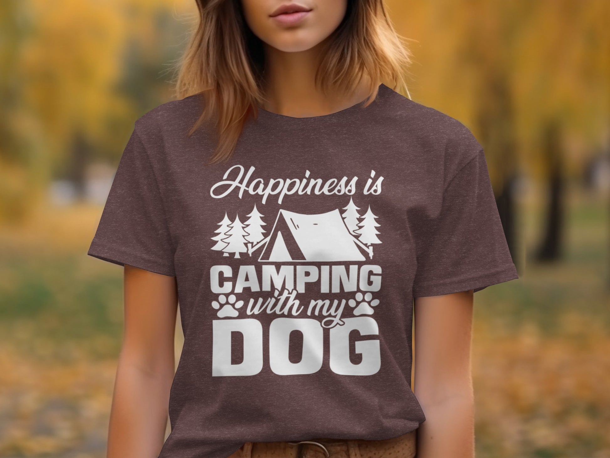 Happiness is Camping with My Dog Awesome Graphic T-Shirt T-Shirt - Outdoor & Adventure Collection - Mile Marker 16 Gear by Cloud 16 Clothing Co.