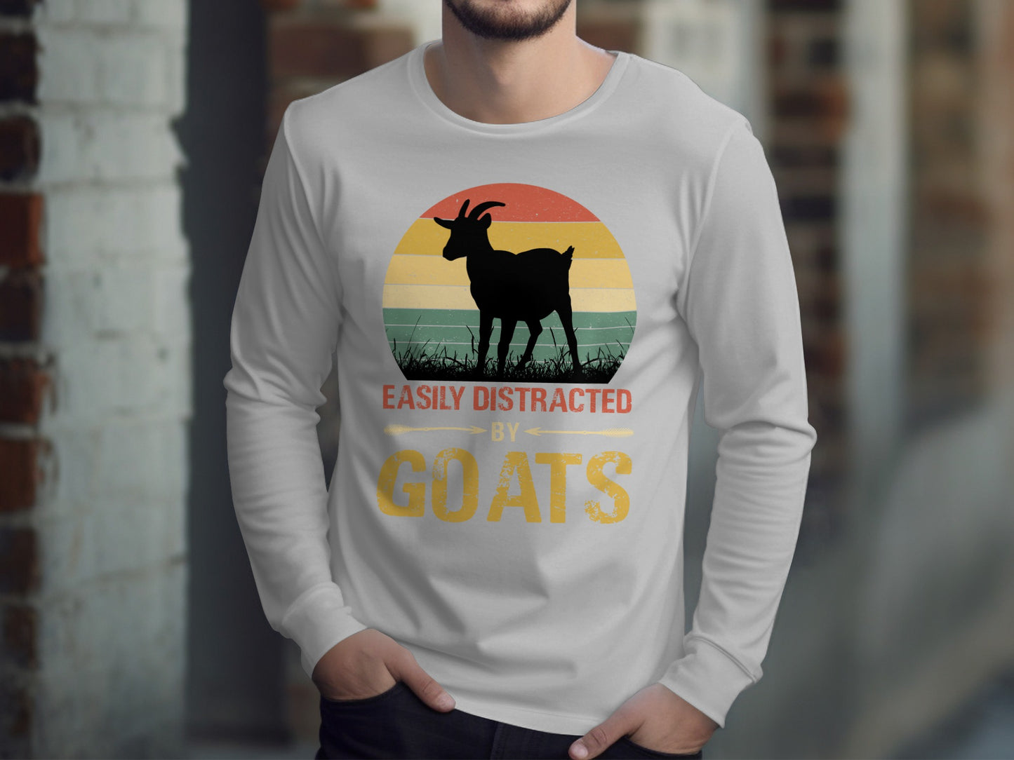 Easily Distracted By Goats Long Sleeve Shirt