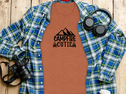 Campfire Cutie With Mountain Silhouette Graphic T-Shirt T-Shirt - Outdoor & Adventure Collection - Mile Marker 16 Gear by Cloud 16 Clothing Co.