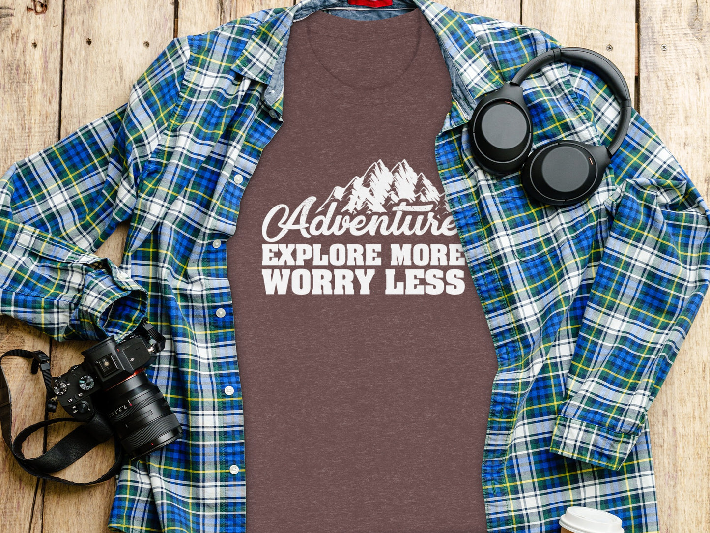 Adventure Explore More Worry Less Mountain Graphic T-Shirt T-Shirt - Outdoor & Adventure Collection - Mile Marker 16 Gear by Cloud 16 Clothing Co.