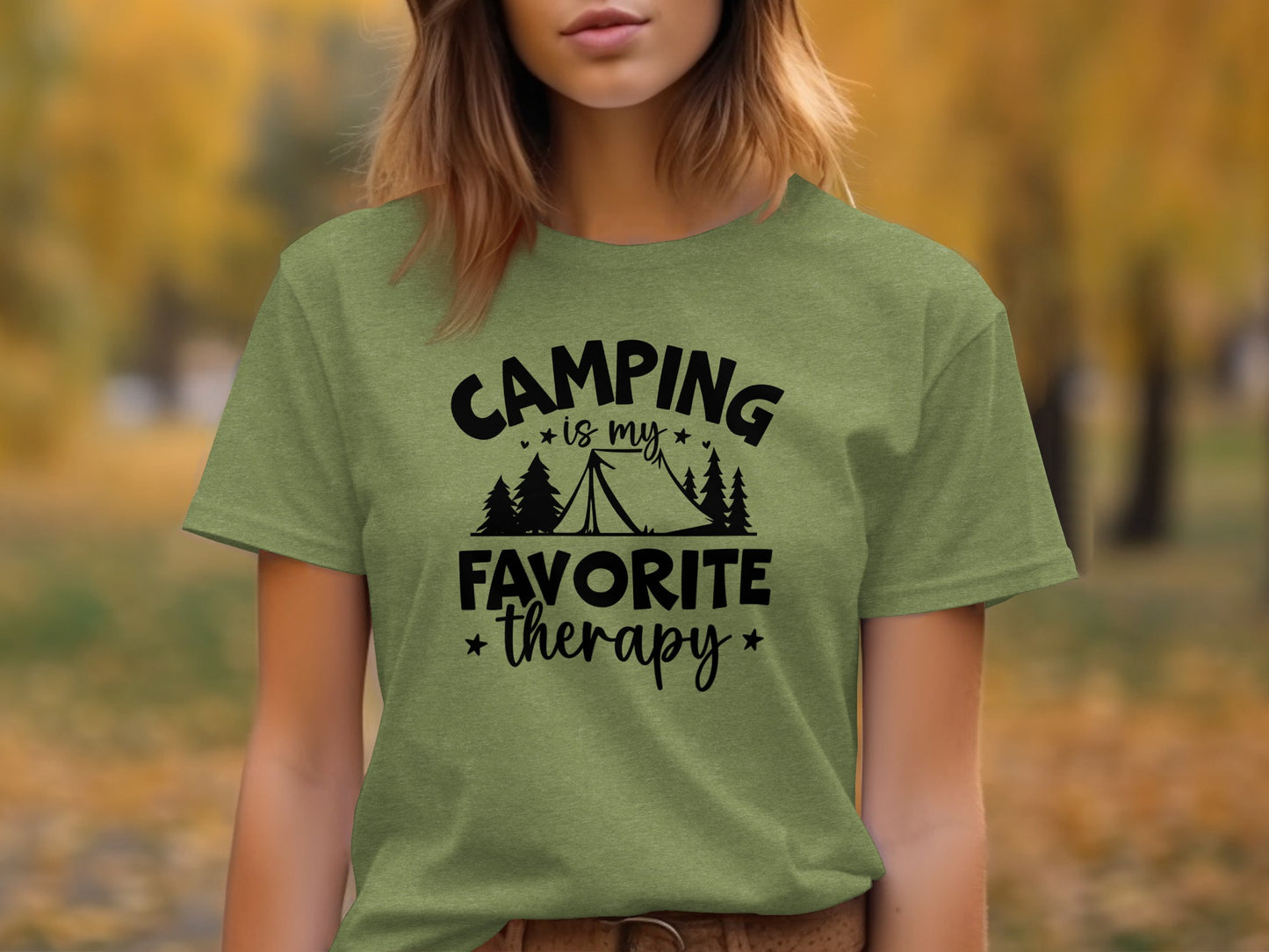 Camping Is My Favorite Therapy Black Text Design T-Shirt T-Shirt - Outdoor & Adventure Collection - Mile Marker 16 Gear by Cloud 16 Clothing Co.