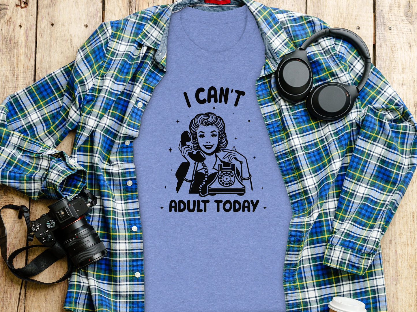 I Can't Adult Today Retro Graphic Shirt for Casual Wear