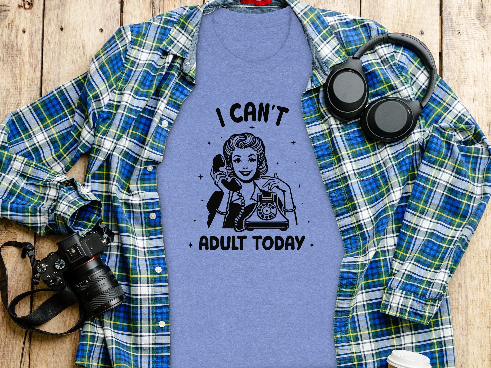 I Can't Adult Today Retro Graphic Shirt for Casual Wear