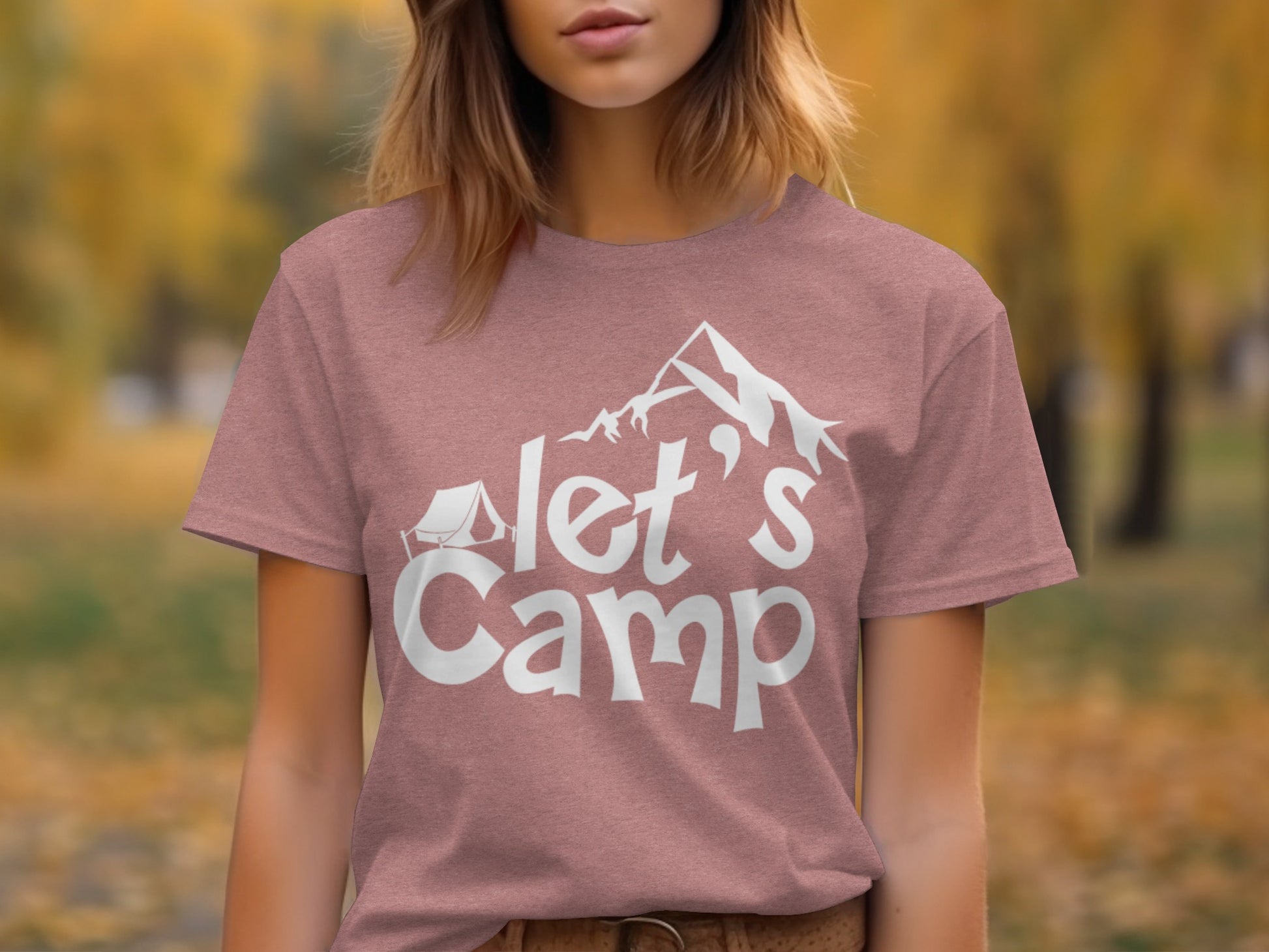 Lets Camp Tent With Mountain T-Shirt T-Shirt - Outdoor & Adventure Collection - Mile Marker 16 Gear by Cloud 16 Clothing Co.