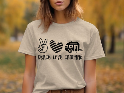 Peace Love Camping Symbol Design Graphic Novelty T-Shirt T-Shirt - Outdoor & Adventure Collection - Mile Marker 16 Gear by Cloud 16 Clothing Co.