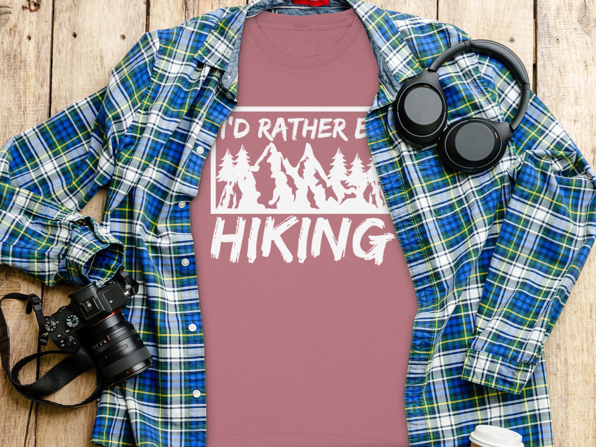 I'd Rather Be Hiking Mountain Graphic Long Sleeve T-Shirt Long Sleeve Tee - Outdoor & Adventure Collection - Mile Marker 16 Gear by Cloud 16 Clothing Co.