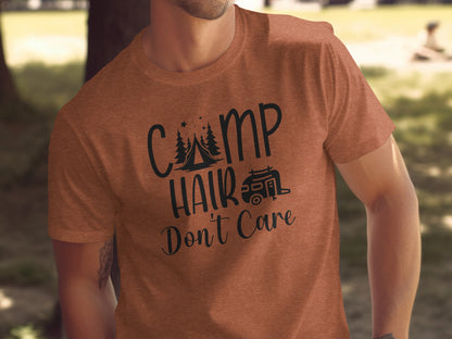 Camp Hair Dont Care Camping Summer Vacation T-Shirt T-Shirt - Outdoor & Adventure Collection - Mile Marker 16 Gear by Cloud 16 Clothing Co.