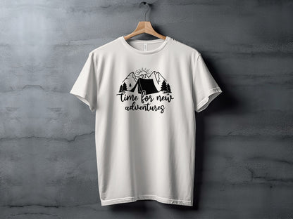 Time For New Adventures With Tent Graphic Design T-Shirt T-Shirt - Outdoor & Adventure Collection - Mile Marker 16 Gear by Cloud 16 Clothing Co.