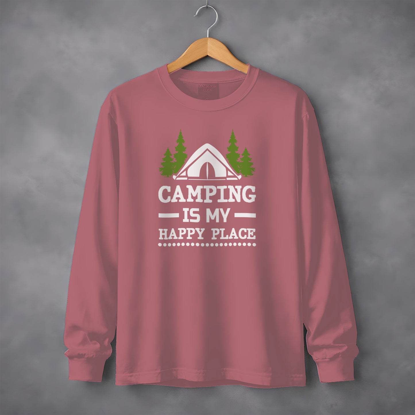 Camping Is My Happy Place Graphic Long Sleeve Shirt