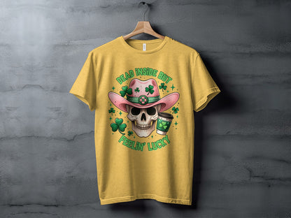 Dead Inside But Feelin' Lucky Skull Graphic T-Shirt