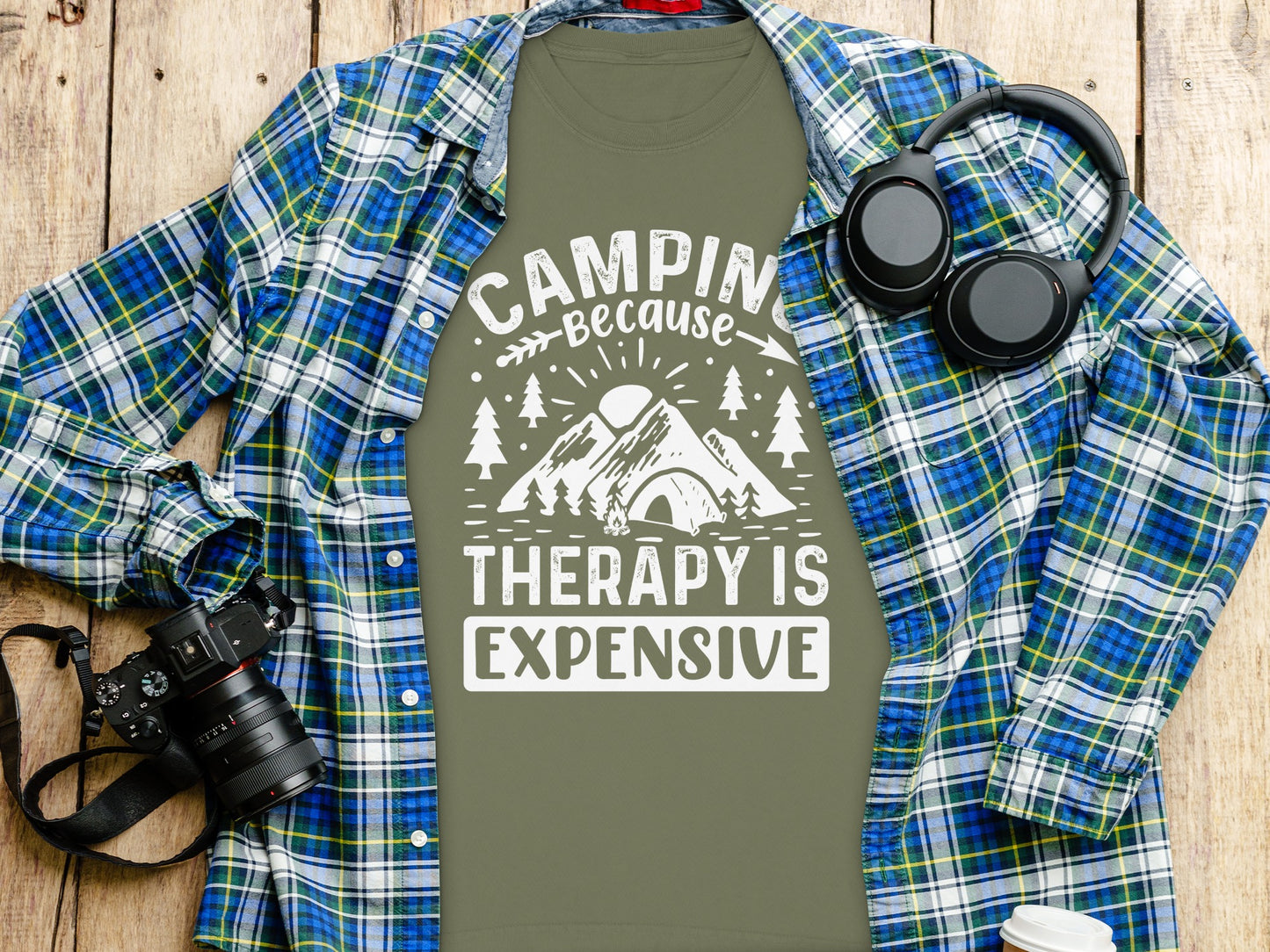 Camping Because Therapy is Expensive Outdoor Long Sleeve T-Shirt Long Sleeve Tee - Outdoor & Adventure Collection - Mile Marker 16 Gear by Cloud 16 Clothing Co.