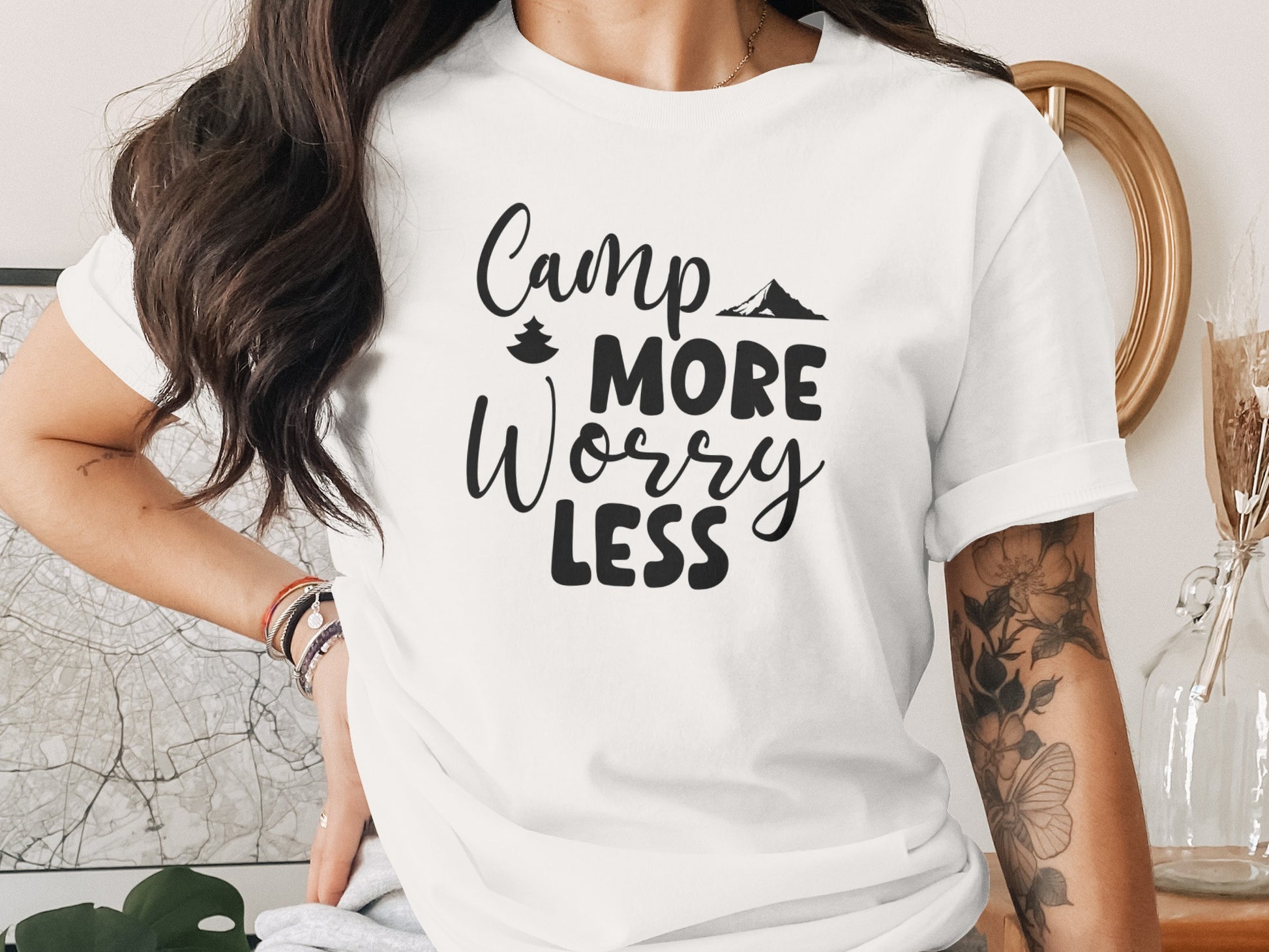Camp More Worry Less Outdoor Adventure Graphic T-Shirt T-Shirt - Outdoor & Adventure Collection - Mile Marker 16 Gear by Cloud 16 Clothing Co.
