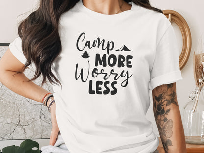 Camp More Worry Less Outdoor Adventure Graphic T-Shirt T-Shirt - Outdoor & Adventure Collection - Mile Marker 16 Gear by Cloud 16 Clothing Co.