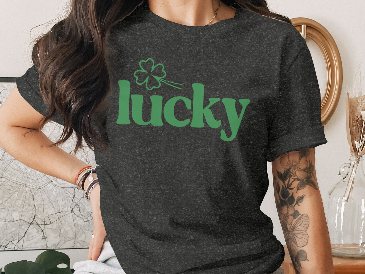 Lucky Green Shamrock Graphic Tee Shirt Product