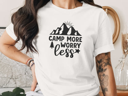 Camp More Worry Less Adventure Outdoors Lifestyle T-Shirt T-Shirt - Outdoor & Adventure Collection - Mile Marker 16 Gear by Cloud 16 Clothing Co.