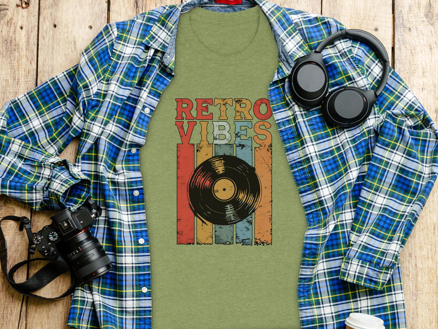 Retro Vibes Vinyl Record Graphic Design Shirt
