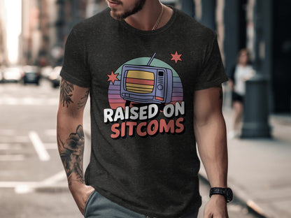 Raised On Sitcoms Retro TV Graphic T-Shirt