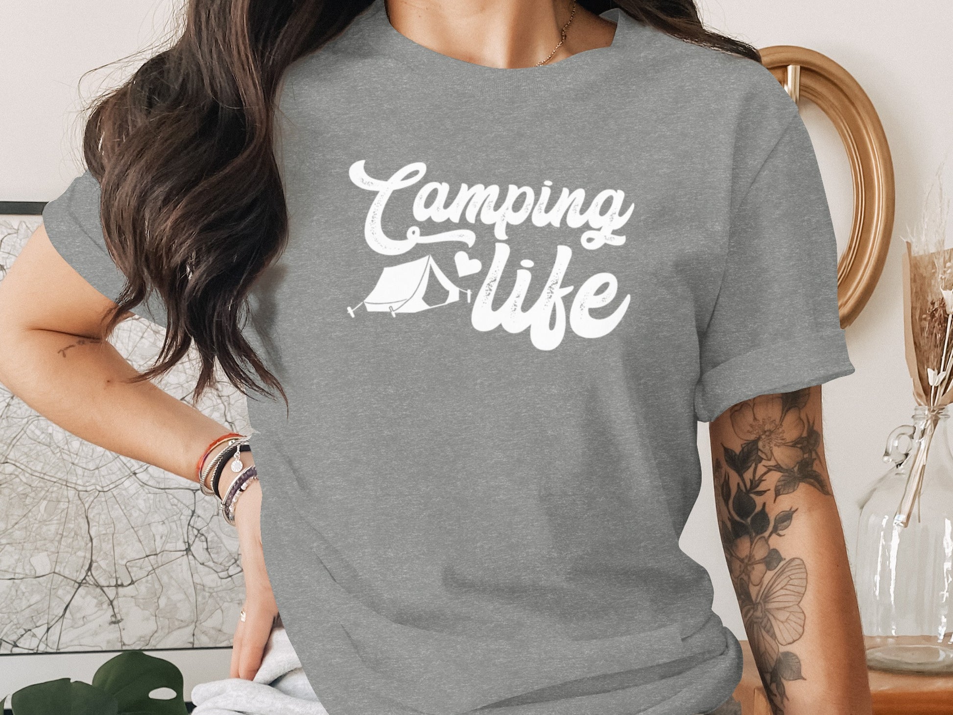 Camping Is Life With Tent And Heart Design T-Shirt T-Shirt - Outdoor & Adventure Collection - Mile Marker 16 Gear by Cloud 16 Clothing Co.