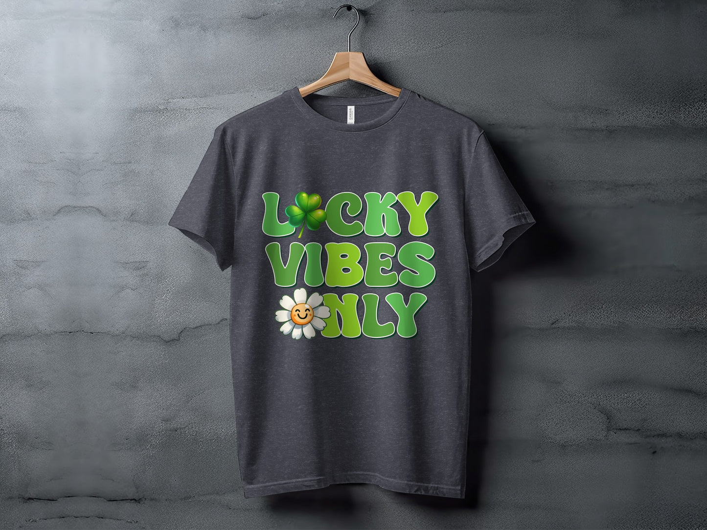 Lucky Vibes Only Graphic Tee Shirt Classic Style