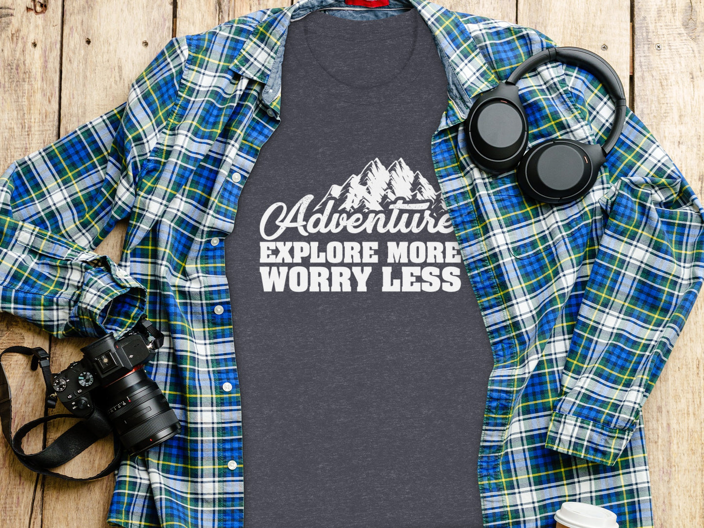 Adventure Explore More Worry Less Mountain Graphic T-Shirt T-Shirt - Outdoor & Adventure Collection - Mile Marker 16 Gear by Cloud 16 Clothing Co.