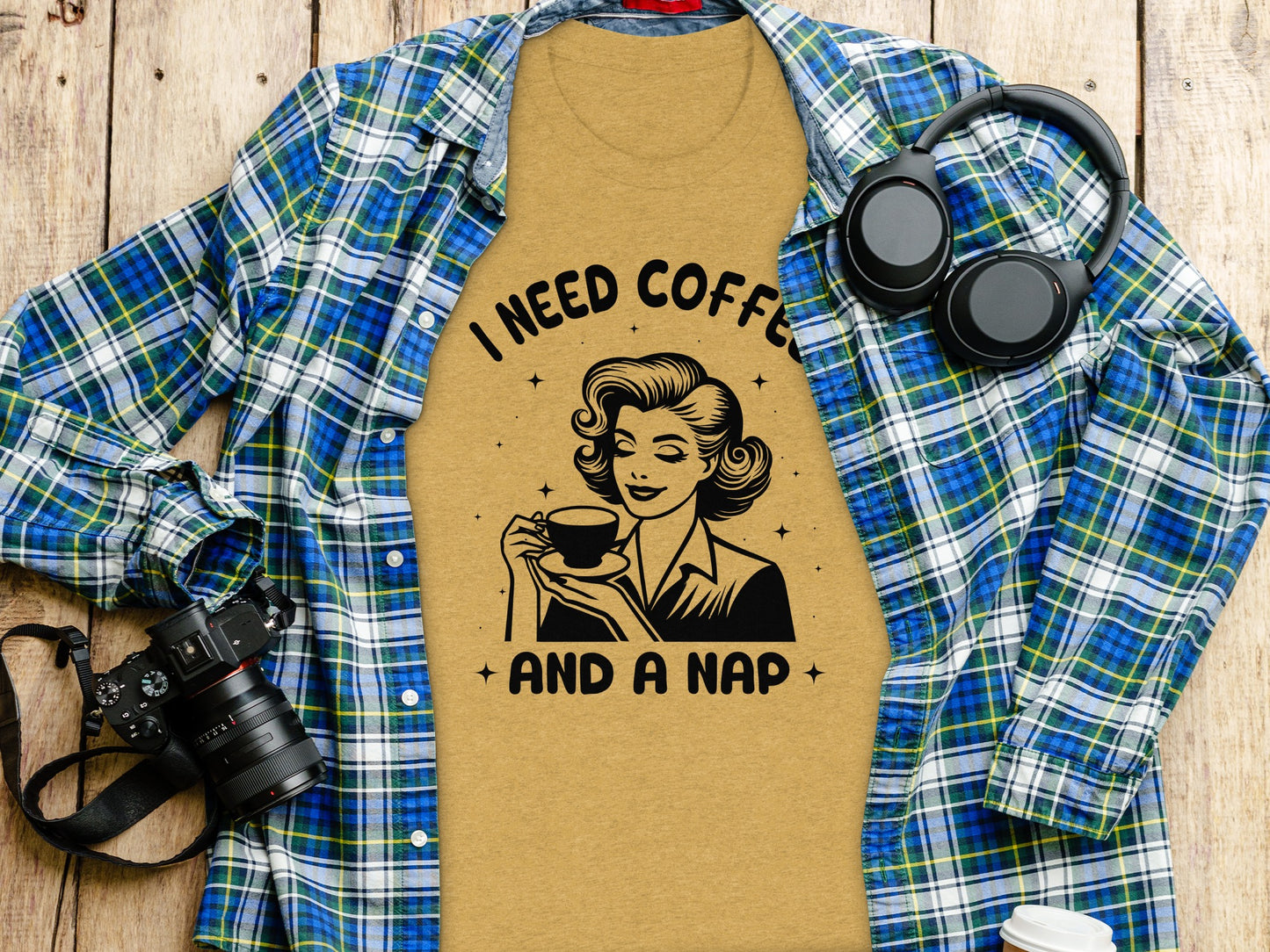 I Need Coffee and a Nap Vintage Style Graphic Tee