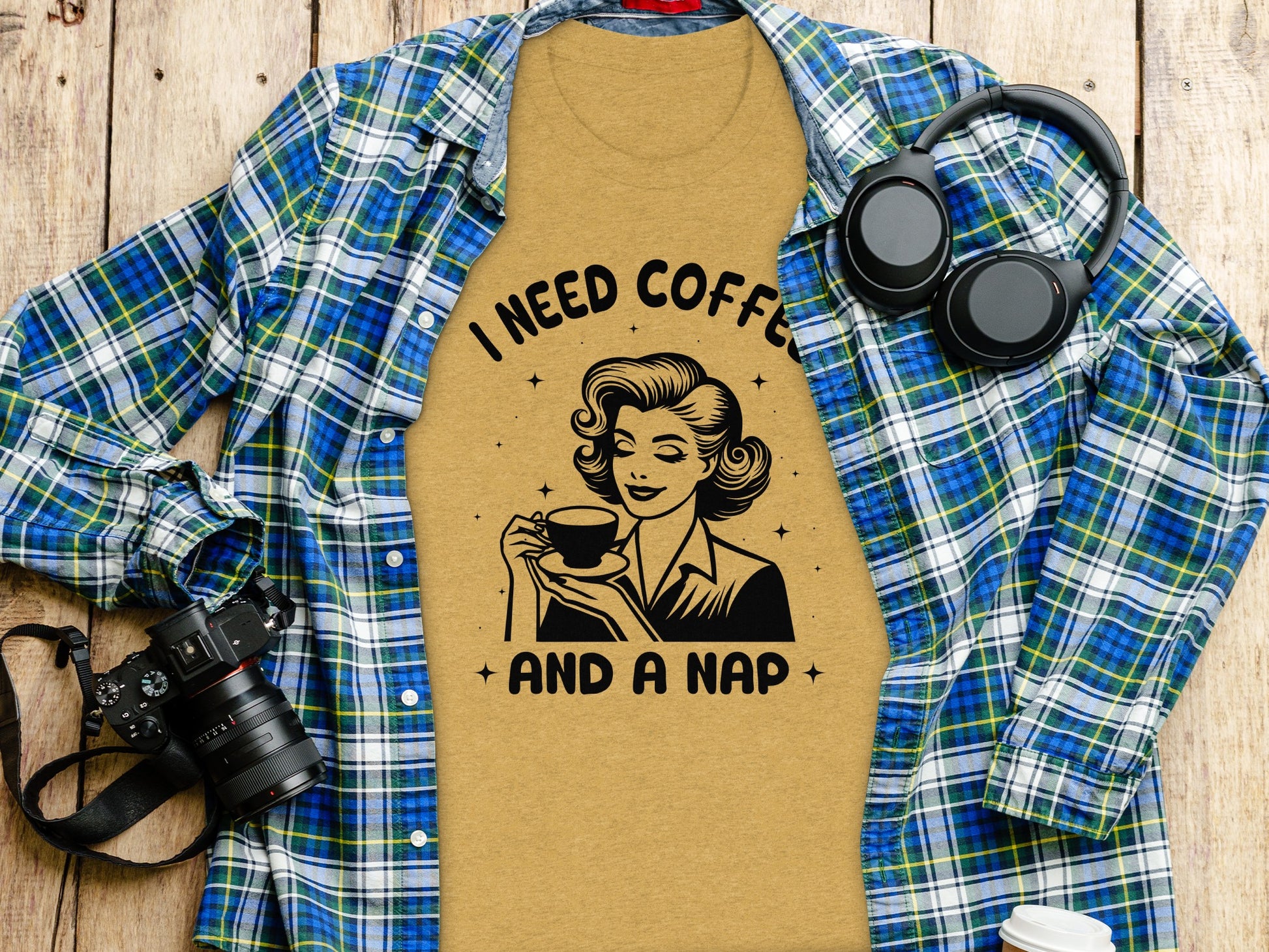 I Need Coffee and a Nap Vintage Style Graphic Tee