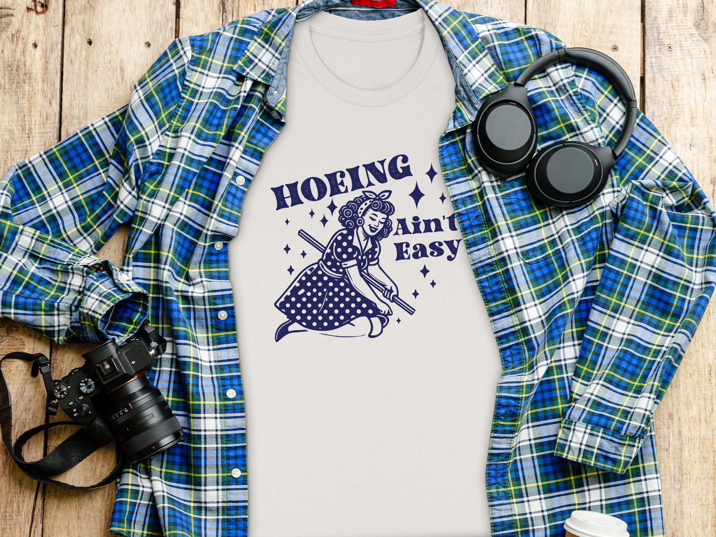 Hoeing Ain't Easy Graphic Tee Shirt for Women Men