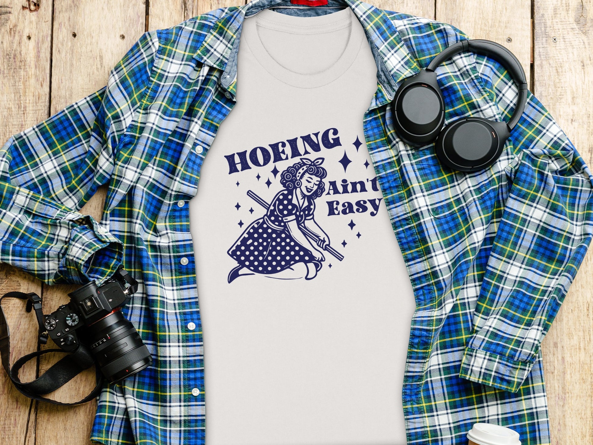 Hoeing Ain't Easy Graphic Tee Shirt for Women Men