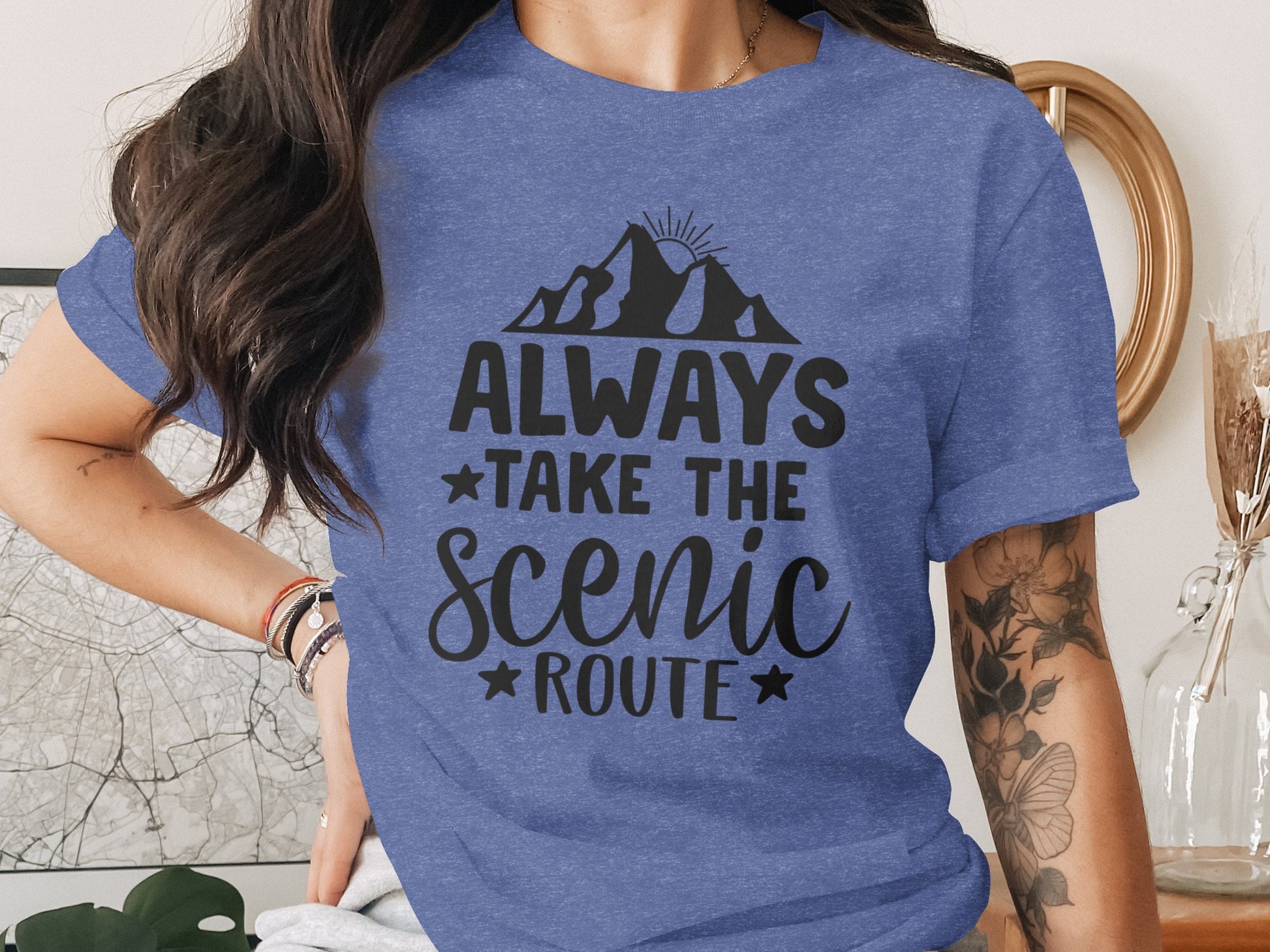 Always Take The Scenic Route With Mountains T-Shirt T-Shirt - Outdoor & Adventure Collection - Mile Marker 16 Gear by Cloud 16 Clothing Co.