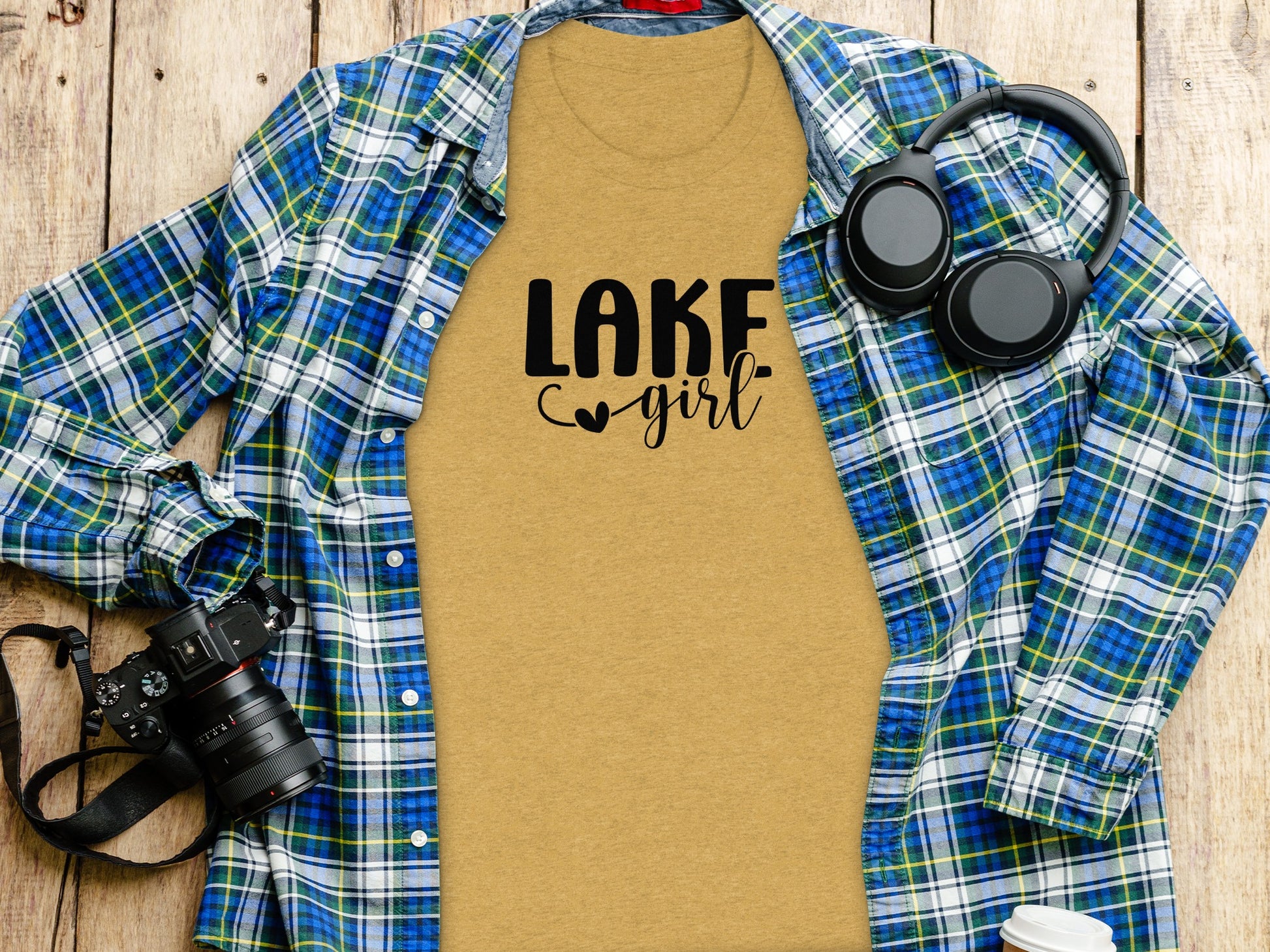 Lake Heart Girl Graphic Summer Vacation Outfit T-Shirt T-Shirt - Outdoor & Adventure Collection - Mile Marker 16 Gear by Cloud 16 Clothing Co.