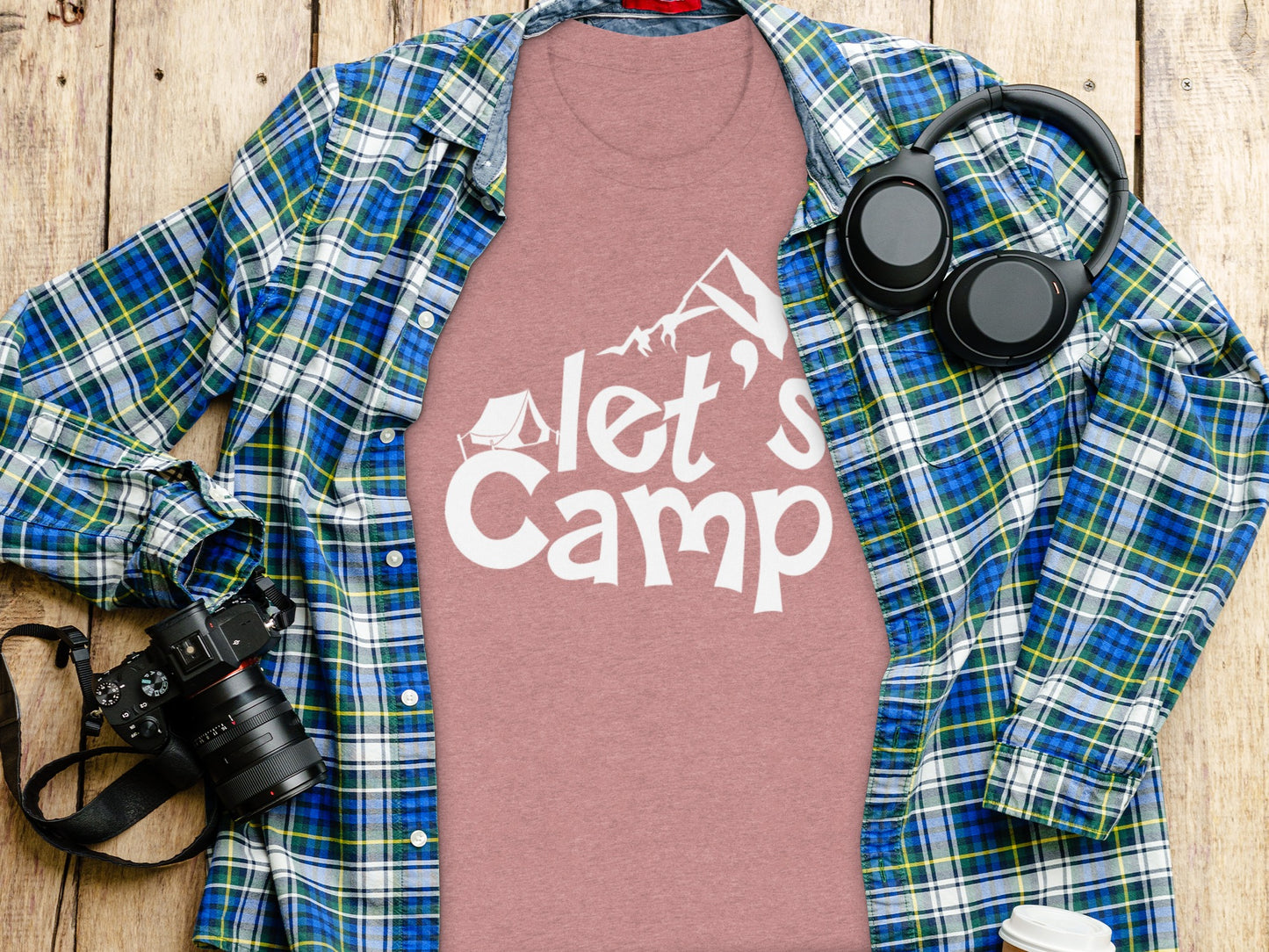 Lets Camp Tent With Mountain T-Shirt T-Shirt - Outdoor & Adventure Collection - Mile Marker 16 Gear by Cloud 16 Clothing Co.