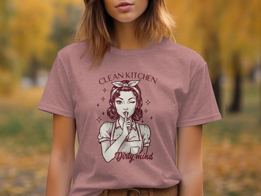 Clean Kitchen Dirty Mind Graphic Tee Shirt